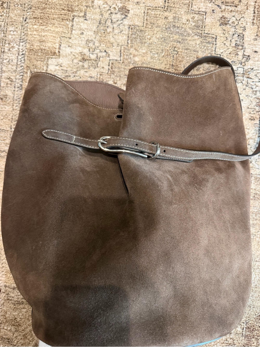 Liffner large belted suede bucket bag